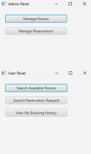 Admin and user panels for the Classroom Reservation System